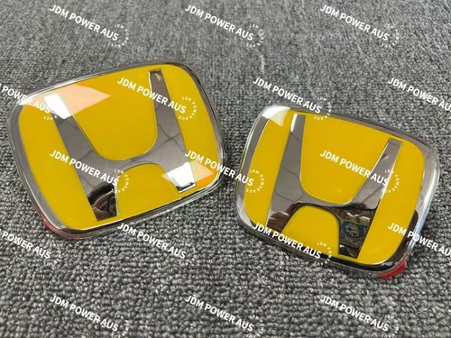 AUDM 2PCS YELLOW FRONT REAR BADGE EMBLEM FOR CIVIC TYPE R FN2 2007-2011 - Picture 2 of 5