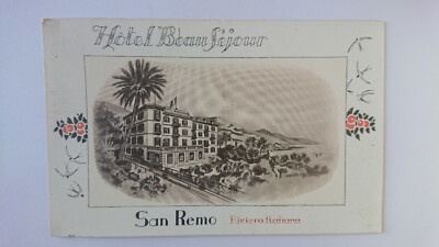Advertising postcard Hotel Beau Sejour Sanremo Riviera c17