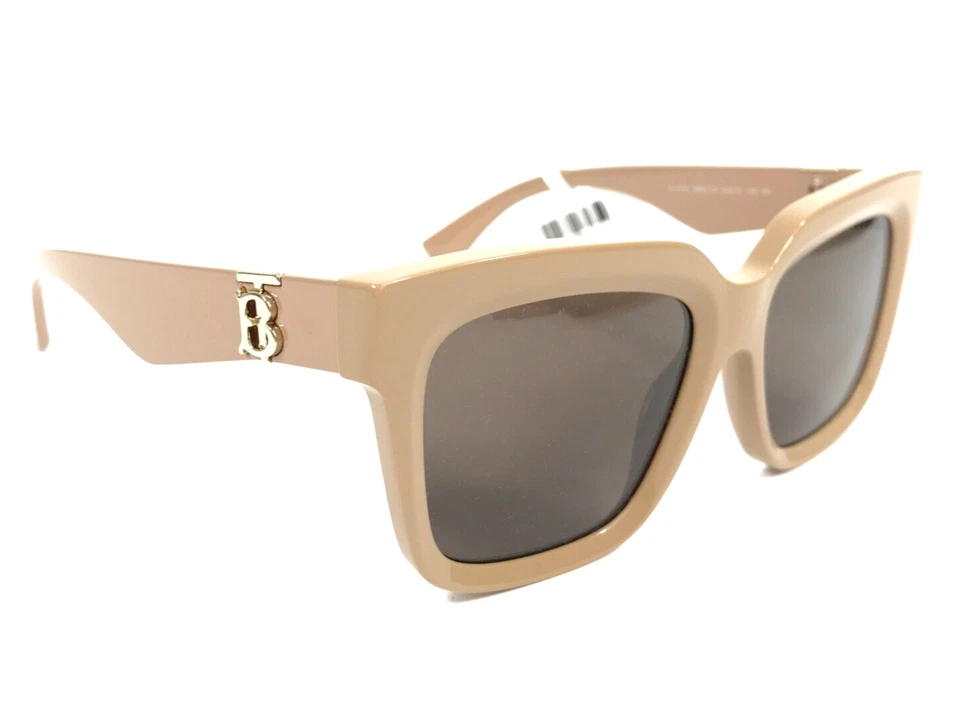 Gafas de sol Burberry B4419 3990/73 montura cuadrada beige gruesa con lentes marrón oscuro Foto 3 de 4