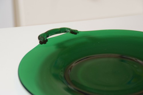 Depression Glass Canapes Tray Forest Green Anchor Hocking Glass Co. - Picture 2 of 12