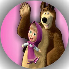 Cake Topper Birthday Party Cake Image Fondant Wafer Masha and the Bear P1