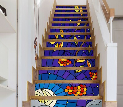 3D Leaves Branches NA086 Stair Risers Decoration Photo Mural Decal Wallpaper Fay