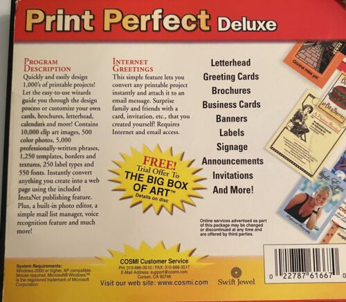 Cosmi Print Perfect Deluxe DVD Rom For Windows XP & More Swift Jewel Brand New - Picture 2 of 2