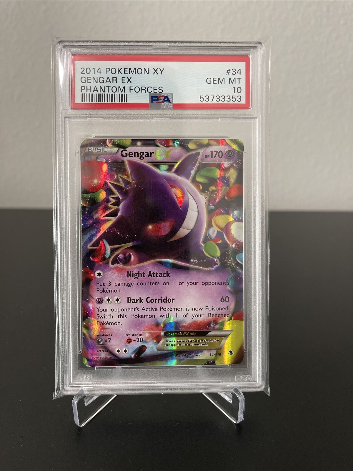 2014 Pokemon Phantom Forces #34 Gengar EX Holographic Graded SGC 8 NM TCG