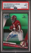 Jase McClellan 2023 Bowman University Chrome #75 Green Refractor Auto /99 PSA 9
