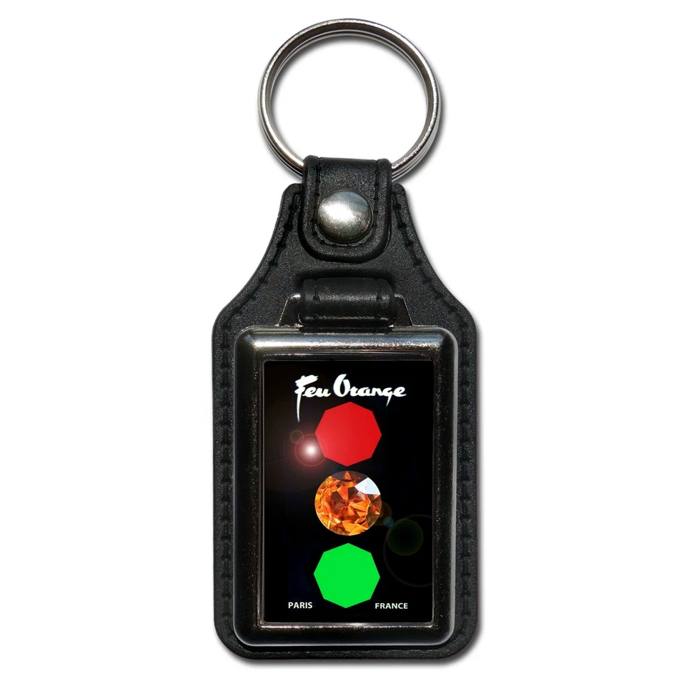 Feu Orange Simili Cuir Porte-Clés un Excellent Pour The Classic 80'S Auto Owner - Photo 1/1