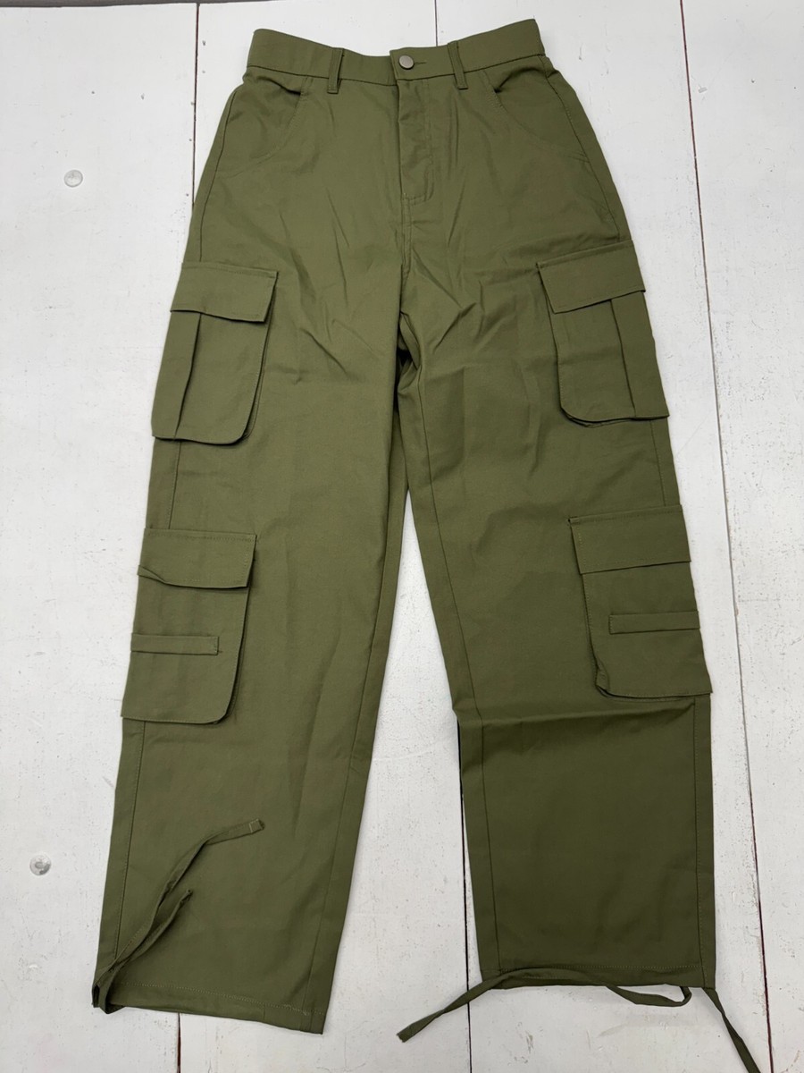 Shein Green Elastic Waist Cargo Pants Womens Size Medium | eBay