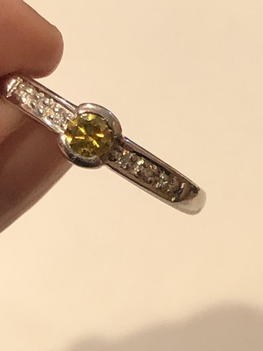 Designer DK 18ct 750 White Gold Yellow Diamond Solitaire Engagement Ring 3.1g - Picture 3 of 13