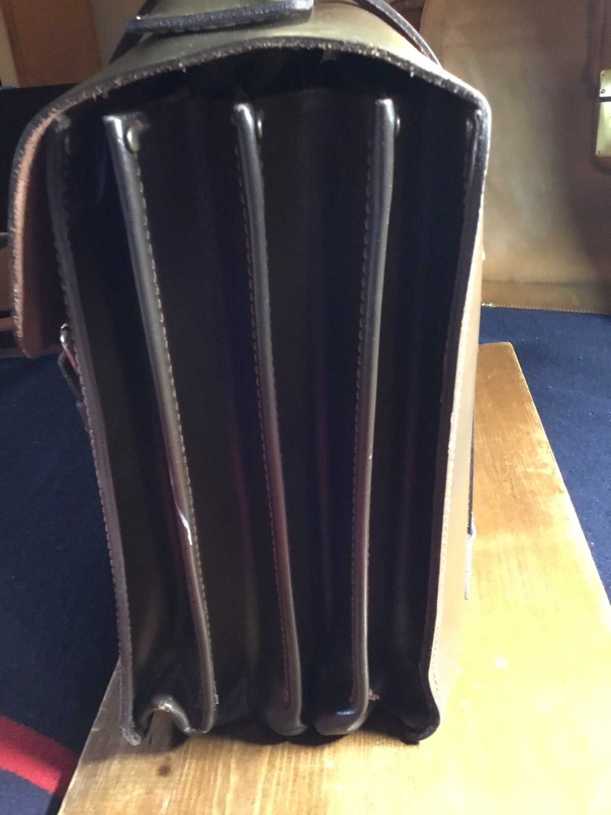 Vintage Military Style Heavy Leather Briefcase/Attache By Korchmar Very