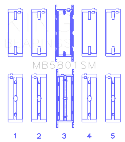 King Engine Bearings MB5801SM0.25 Crankshaft Main Bearing Set for BMW N63/S63 - Picture 2 of 7