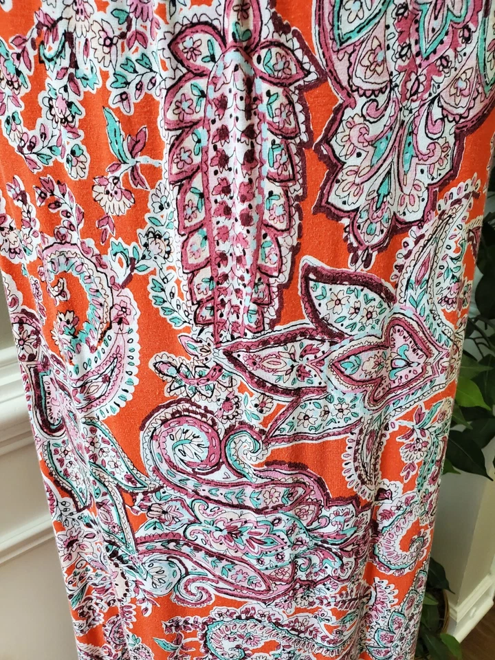 Loveappella Women Floral Rayon V-Neck Sleeveless Casual Long Maxi Dress Size LP - Image 4 of 4