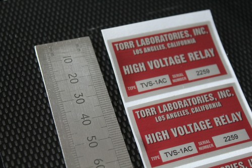 4 x BACK TO THE FUTURE Solenoid Prop Flux Capacitor Sticker - TORR LABORATORIES - Picture 2 of 3