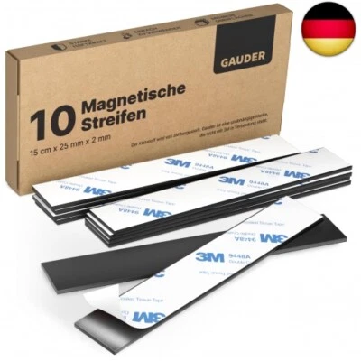 GAUDER Magnetstreifen selbstklebend (10 Stück) | Magnetstreifen zum Kleben |
