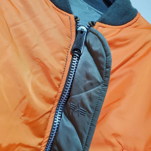 Alpha Industries Jacket Men Larggge Black Orange MA 1 Bomber Flight MIL-J-82790J - Picture 7 of 22