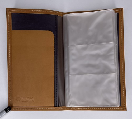 Vintage Belting Leather Card Holder Pocket Wallet Tan Brown Leather Bifold - Picture 2 of 3