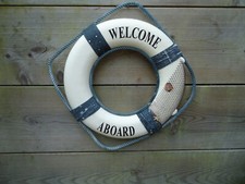 Lifering Welcome Aboard Blue & White Ship Boat Net Bathroom Lifebuoy Life Belt