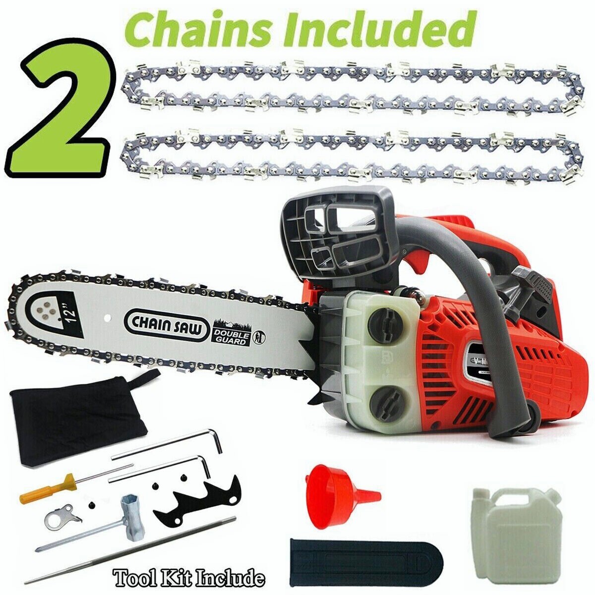 25.4cc Gas Powered Top Handle Chainsaw 2-Stroke Engine Cut Tree
