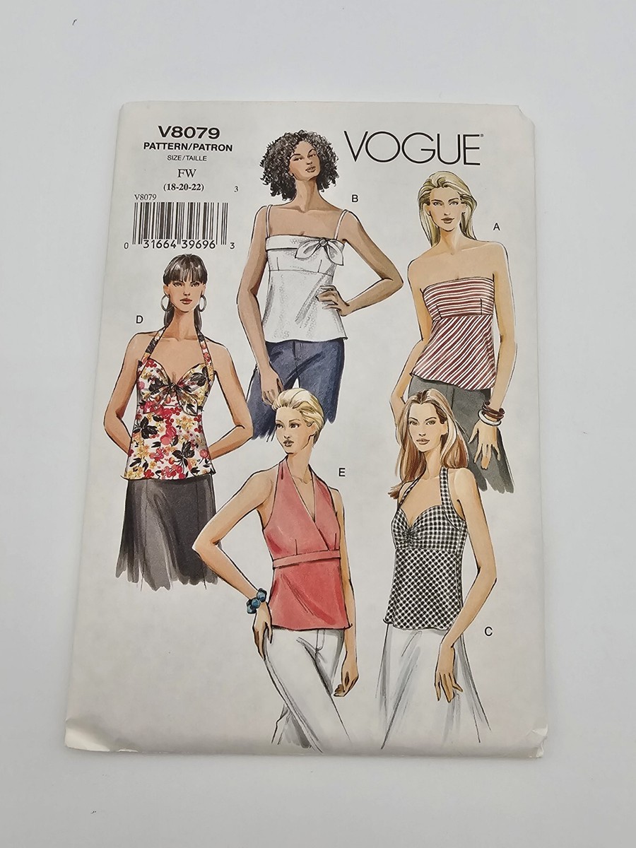 Vogue Sewing Pattern V8079, Size 18-20-22, Misses' Top 5