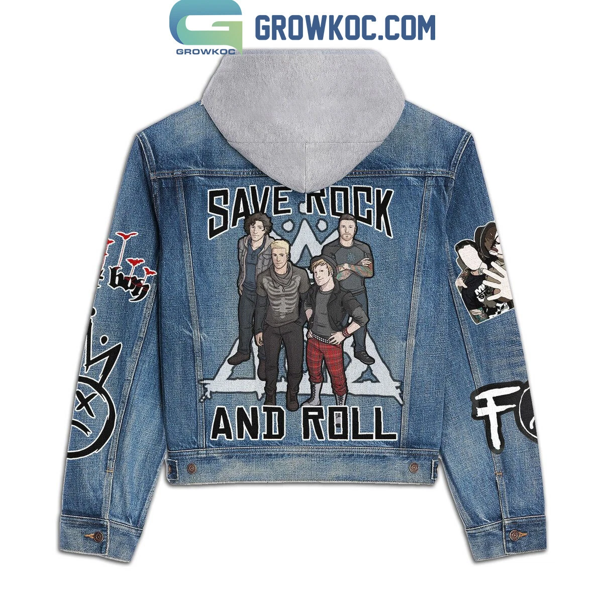 Fall Out Boy Save Rock And Roll Hooded Denim Jacket