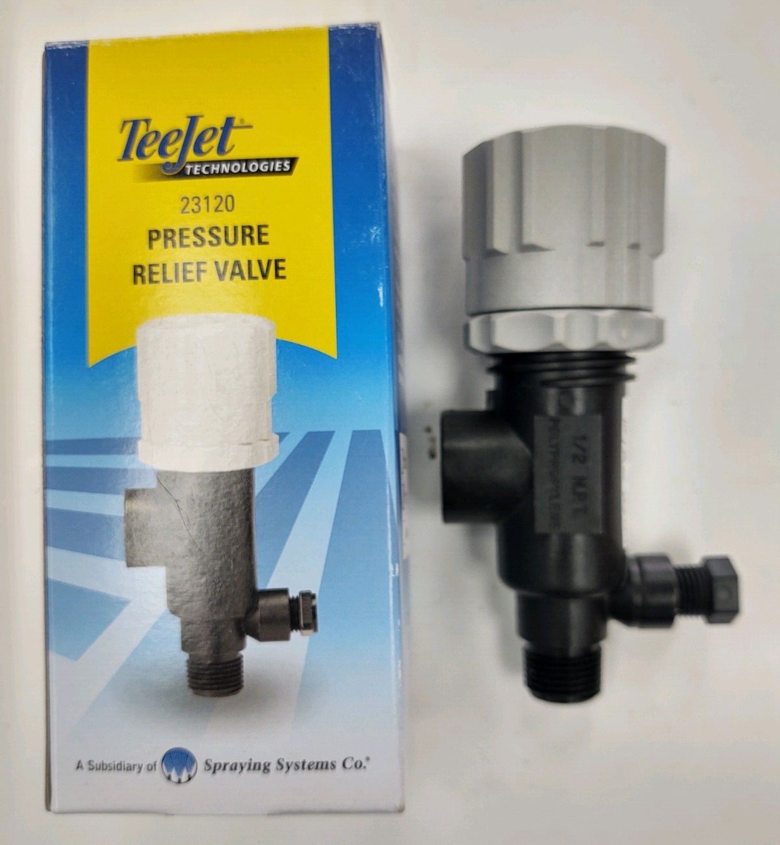 TeeJet Pressure Relief Regulating Valve - 60 PSI Maximum, 1/2 Inch Inlet, Stainless Steel Spring