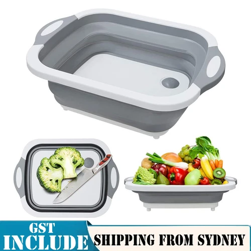 Camping Picnic Foldable Chopping Cutting Board Collapsible Strainer Basket Drain