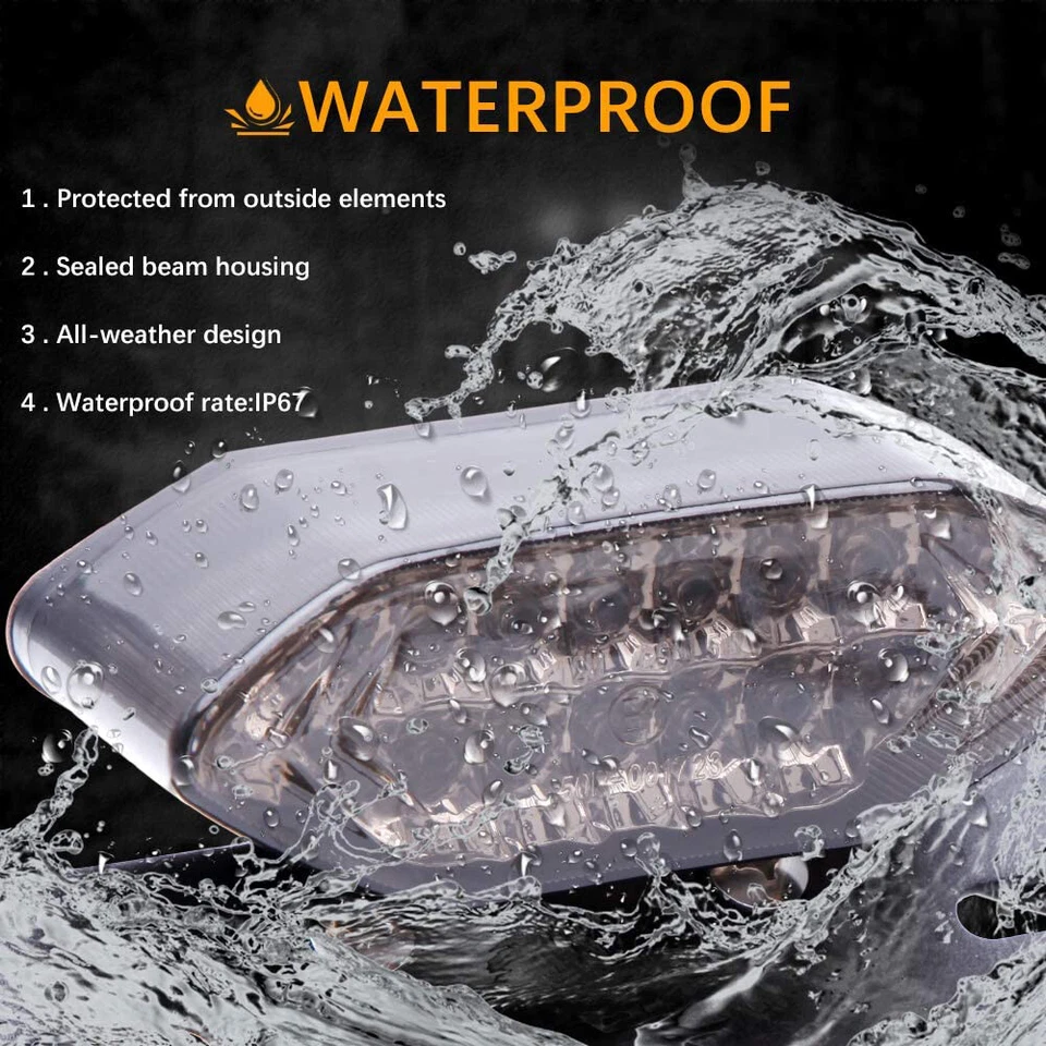 Motorcycle LED Turn Signals Brake Stop Light License Plate Integrated Tail Light - Image 4 of 4