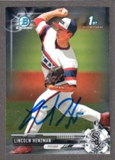 2017 Bowman Chrome BDC 11 Lincoln Henzman WHITE SOX SIGNED AUTOGRAPH AUTO COA
