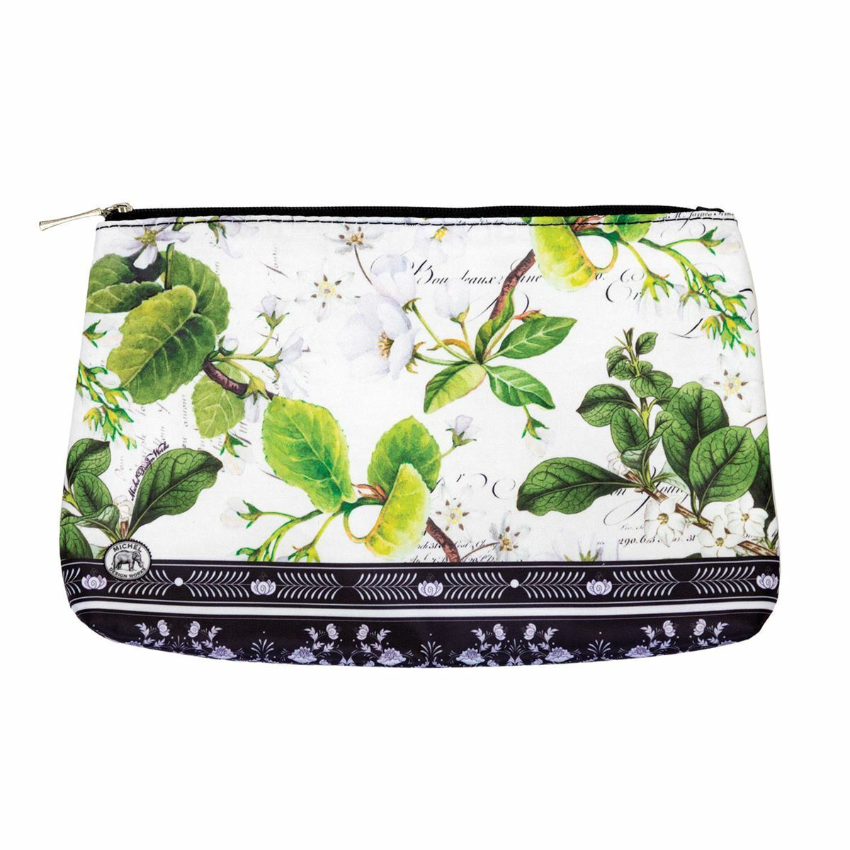 Michel Design Works Medium Cosmetic Bag Bouquet Floral Black White - NEW