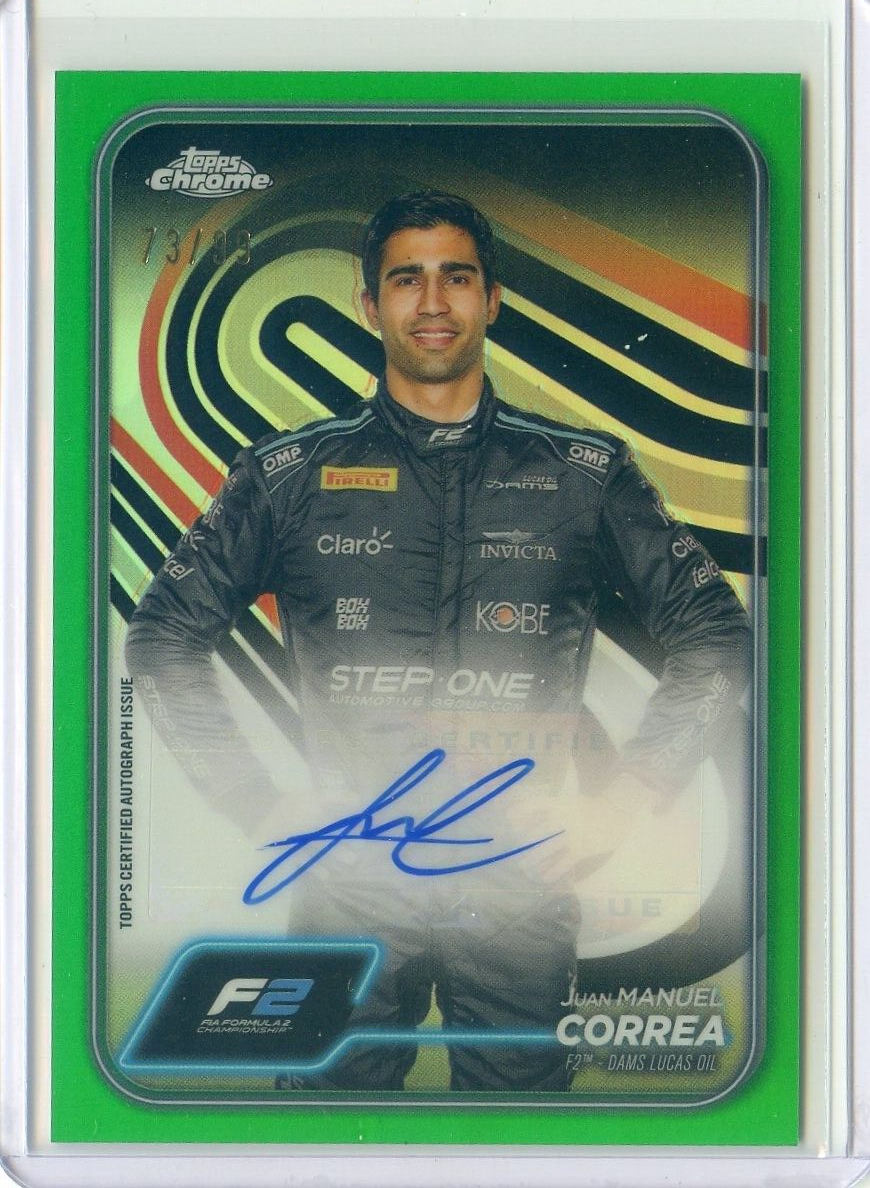 2024 Topps Chrome Formula 1 JUAN MANUEL CORREA F2 Green Refractor