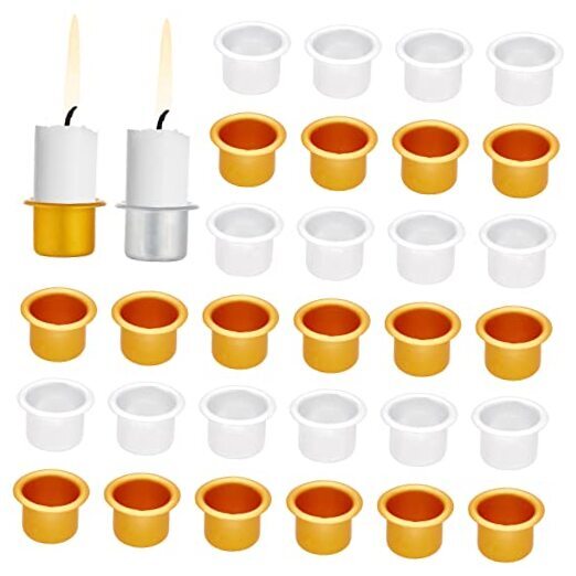  40pcs Candlestick Holder Cup, Aluminum Metal Candle 1 inch Golden & Platinum