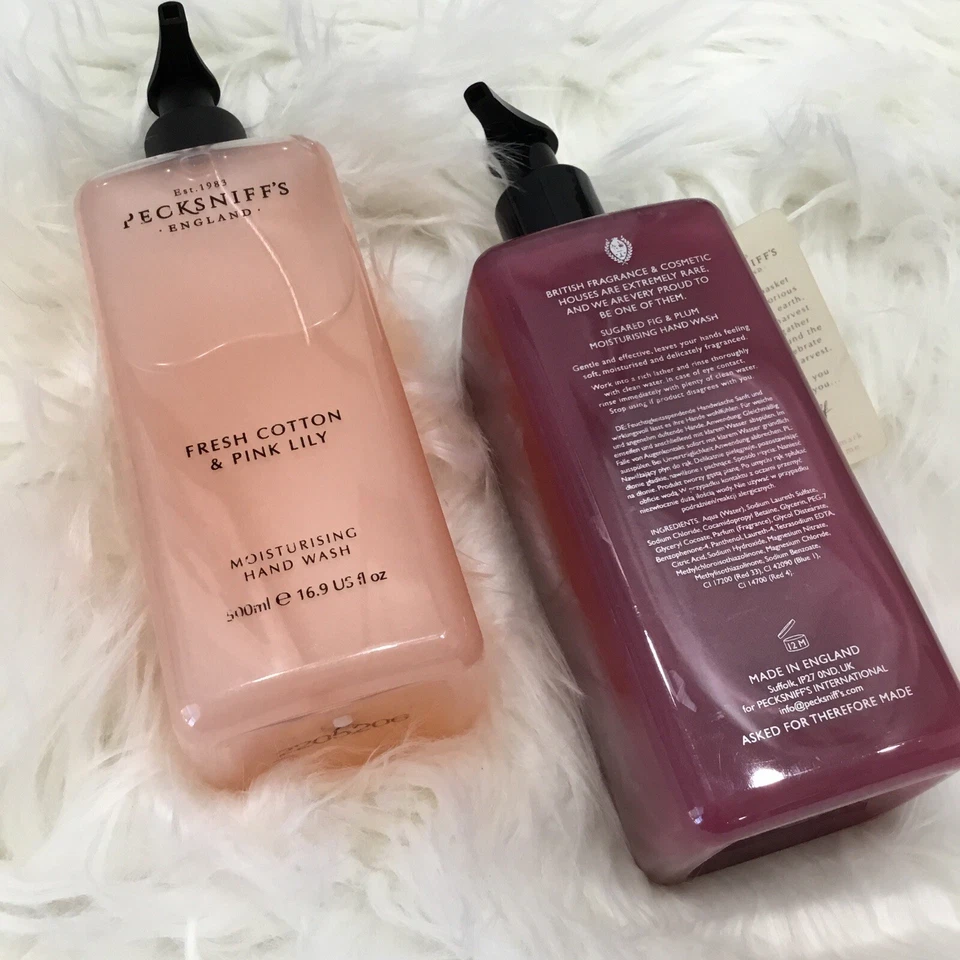 2 lavados de manos hidratantes 16,9 oz ea ALGODÓN FRESCO E HIGO AZUCARADO Peck sniff’s NUEVO Foto 2 de 3