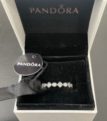 Authentic Pandora Sterling Silver Princess Cz Ring W/Gift Box Size