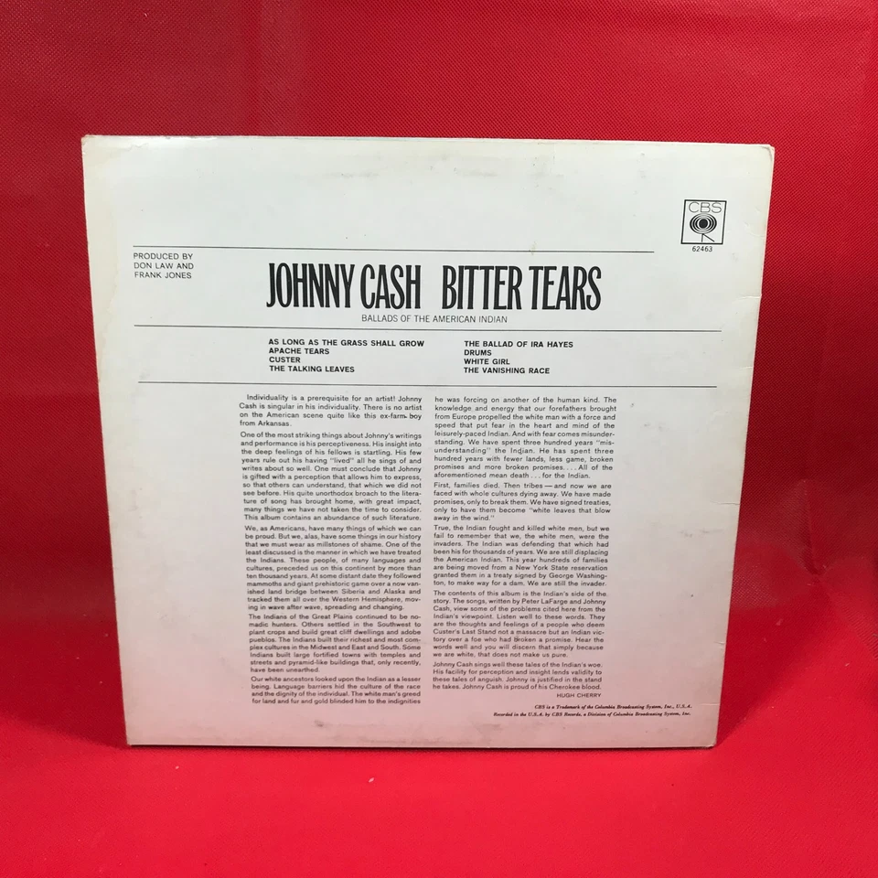 JOHNNY CASH Bitter Tears 1964 UK vinyl LP Apache Tears original Vanishing Race - Image 2 of 4