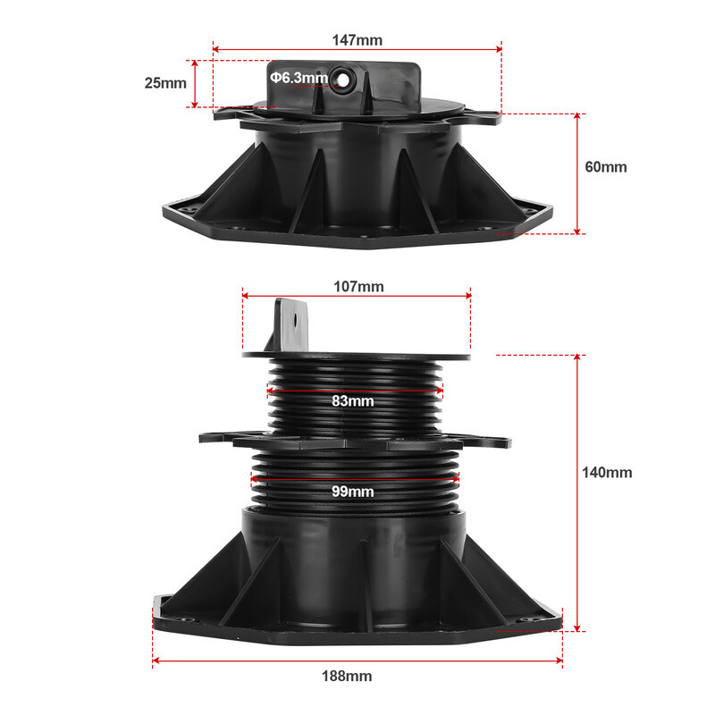 Stelzlager Balkenlager Plattenlager Terrassenlager Verstellfüße Balken 18-140mm
