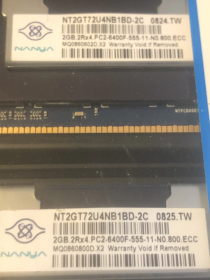 Nanya 4GB (2 x 2GB) NT2GT72U4NB1BD-2C 2Rx4 PC2-6400F DDR2 ECC Server RAM Memory - Image 2 of 2