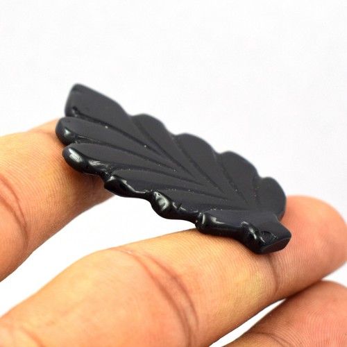 36.15 Ct Carving Leaf Shape Chalcedony Free-Form Cabochon Gemstone Pendant VG686 - Foto 3 di 3