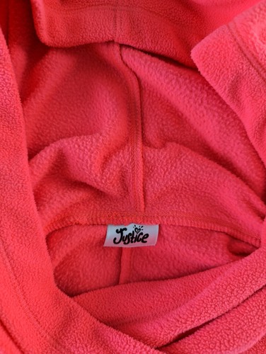 Justice Fleece Hooded Sweatshirt Sweater size 12 Bright Pink Girls - Picture 3 of 10