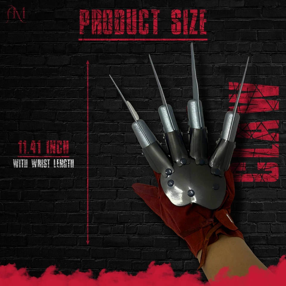 Freddy Krueger Claw Glove Killer Slasher Costume Halloween Fancy Dress Props - Image 3 of 4
