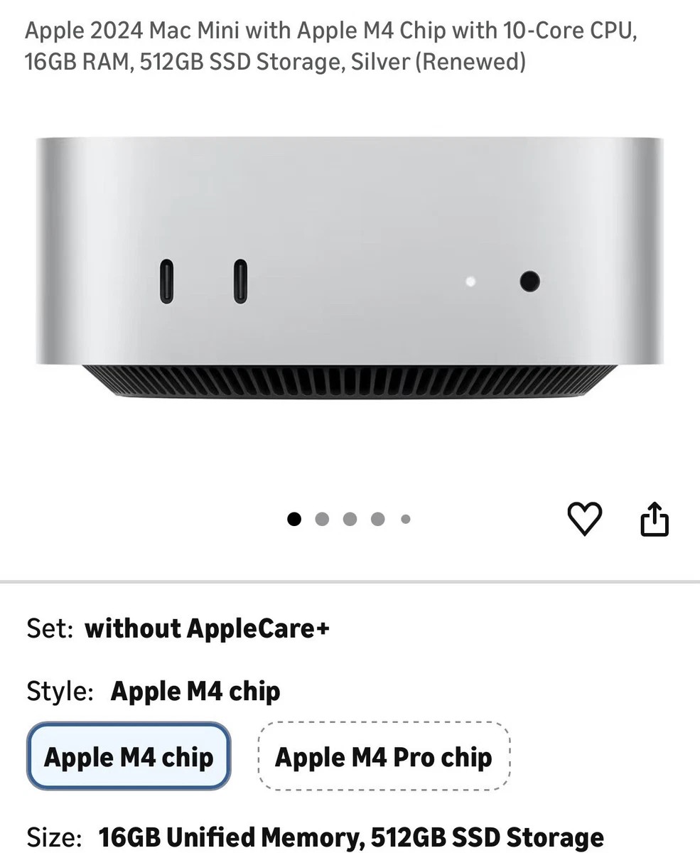 Apple Mac mini 512 GB Hard Drive Capacity 16 GB RAM Apple Desktops