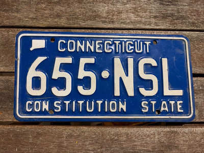 1990s Connecticut License Plate 655 NSL