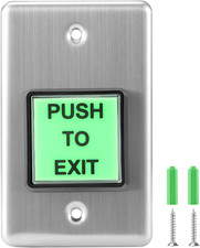 Push to Exit Button DC12/24V Stainless Steel Indoor Green LED Door Access Switch