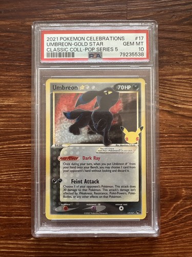 Pokémon TCG Umbreon Gold Star 17/17 Celebrations Classic Collection Holo