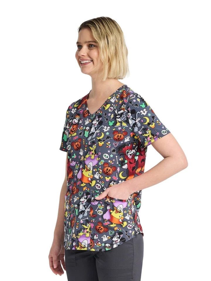Scrubstar Women’s Candy Fun V-Neck Scrub Top Mickey Halloween Size 2X - Image 3 of 4