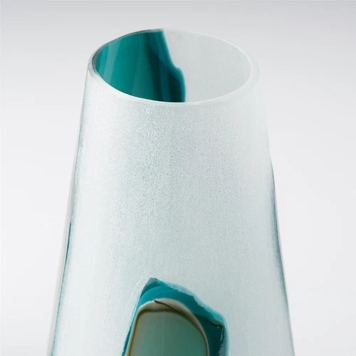Vase CYAN DESIGN FERDINAND Tall White Green Glass - Picture 3 of 6