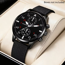 Casual Minimalist Round Analog Quartz Wristwatch Canvas Strap
