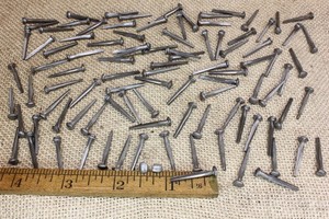 1” Square NAILS 100 quantity round small domed head brads vintage antique rustic