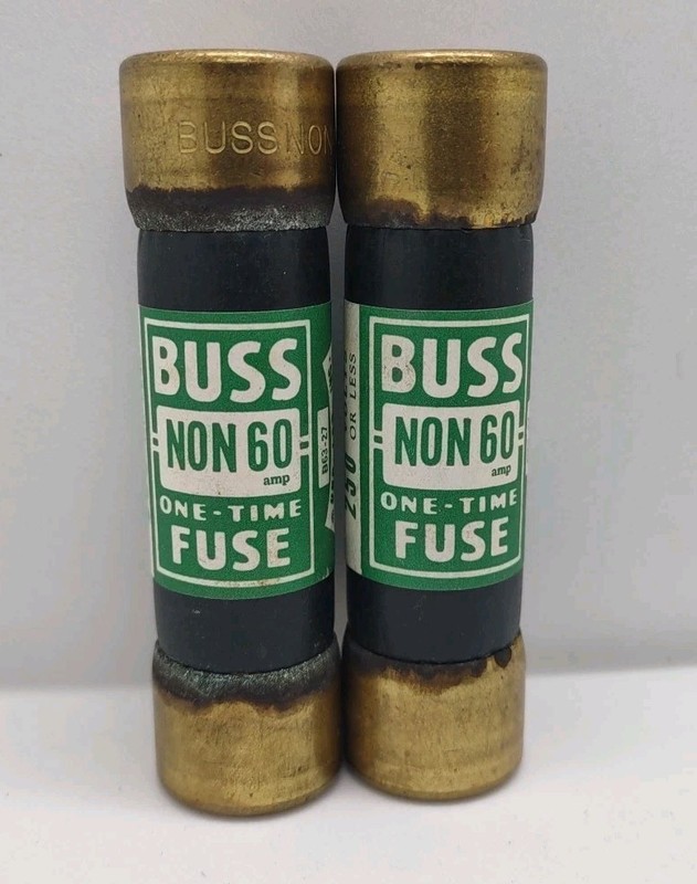 Lot of 2 Bussmann Buss NON-60  60 Amp Fuses 250 Volts Or Less