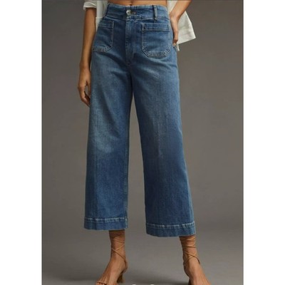 EUC Anthropologie PILCRO Women's The Skipper Wide Leg Crop Jeans Pants 26