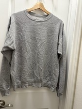 Women's Gray Solid Crew Neck Sweatshirt Size M