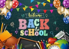 7x5ft Welcome Back to School Backdrop First Day of School Photo Booth Props W...